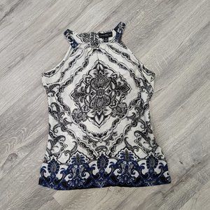 Silky halter style top with metal embellishments